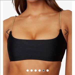 We Wore What Black Metallic Gold Chain Bra size medium